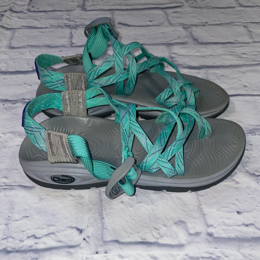 Chaco Teal and Gray Sandals Size 5
